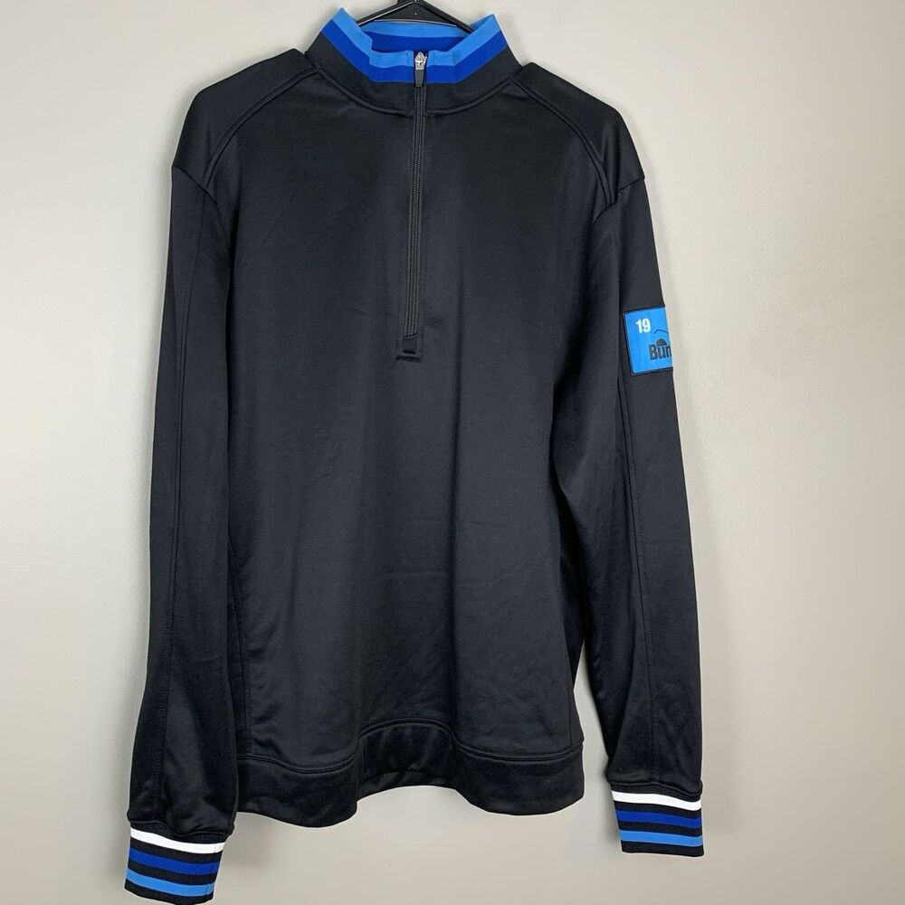 Bunker Mentality Mens XL Black Blue Quarter Zip UK Golf Pullover Active
